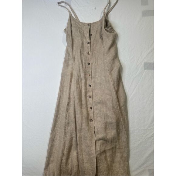 French Connection Linen Maxi Dress Beige Size AU 12 - Picture 1 of 8